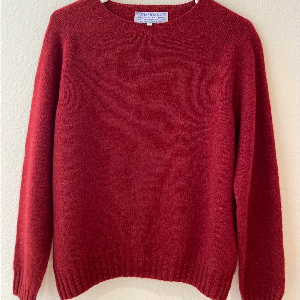 Luxury 100% shetland wool red sweater